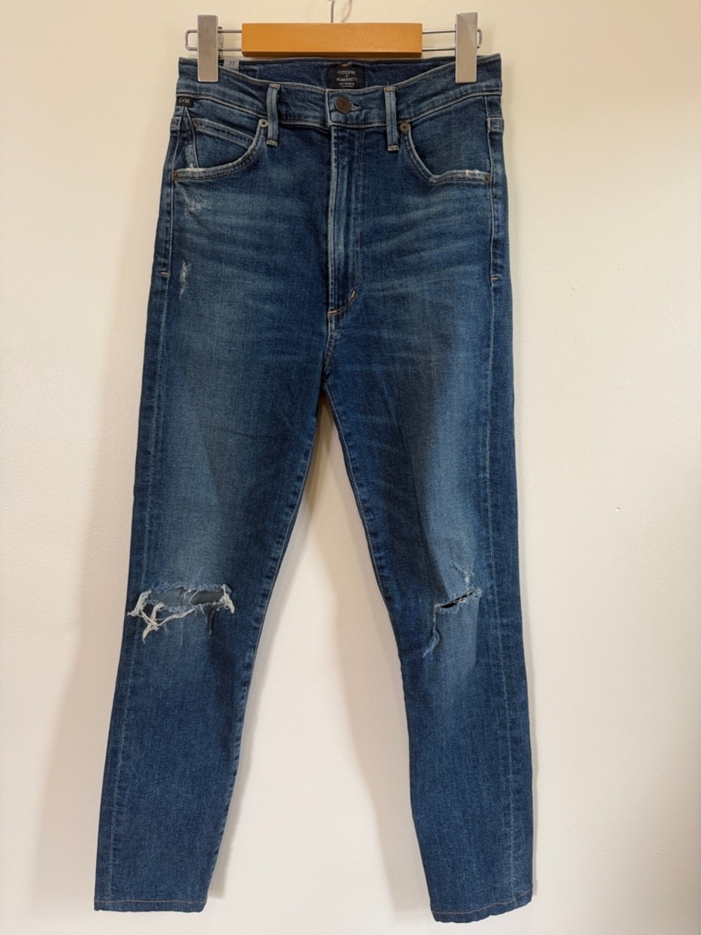 Citizens Of Humanity Chrissy Uber High Rise Skinny Jeans Distressed